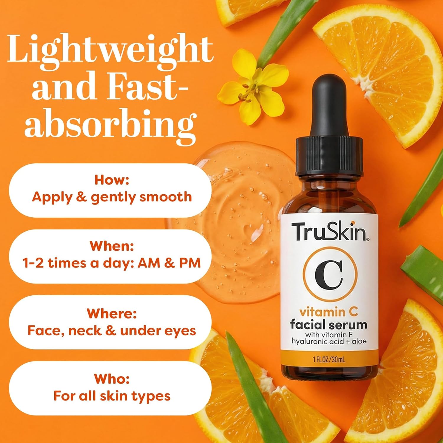 TruSkin Vitamin C Serum for Face – Anti Aging Face Serum with Hyaluronic Acid & Vitamin E – Brightening Formula for Improving Appearance of Dark Spots, Fine Lines & Wrinkles – All Skin Types, 2 Fl Oz - Image 6