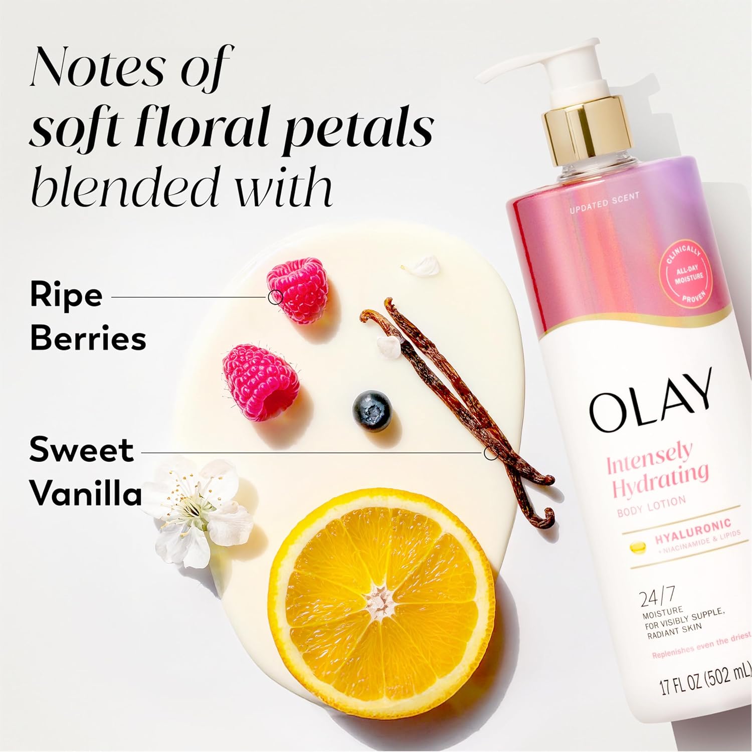 Olay Body Lotion for Women, Nourishing with Hyaluronic Acid Serum, Visibly Soften & Smooth Skin, 24hr Moisture & Hydration, Fast Absorbing Formula, Vitamin B3 Complex, For All Skin Types, 17 fl oz - Image 6