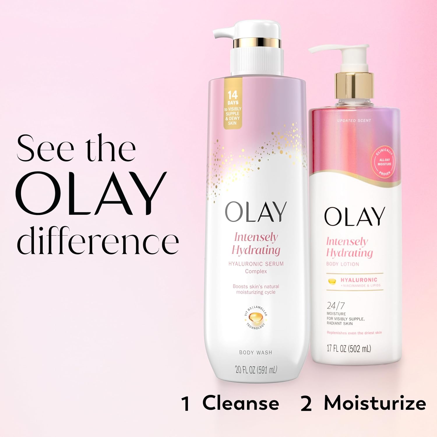 Olay Body Lotion for Women, Nourishing with Hyaluronic Acid Serum, Visibly Soften & Smooth Skin, 24hr Moisture & Hydration, Fast Absorbing Formula, Vitamin B3 Complex, For All Skin Types, 17 fl oz - Image 11