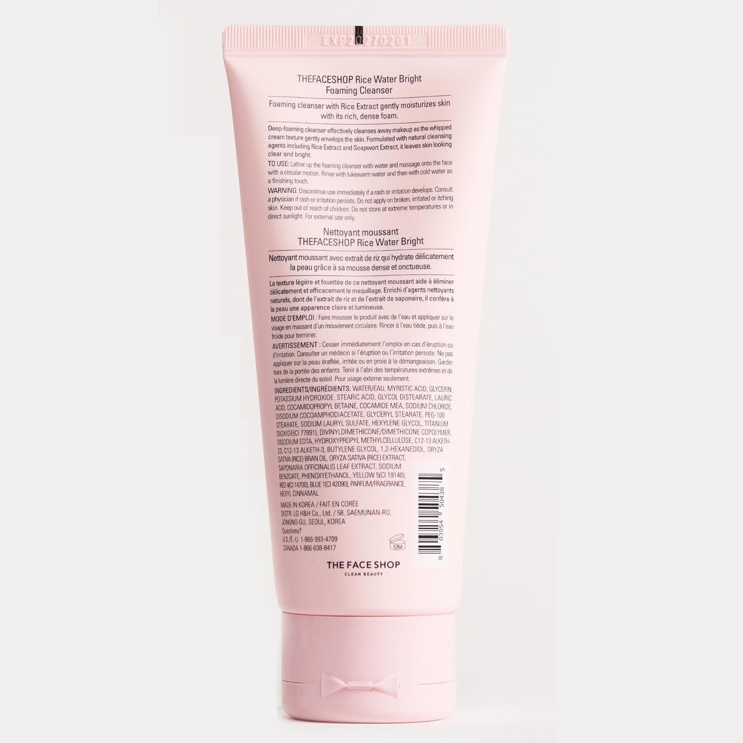 The Face Shop Rice Water Bright Foaming Cleanser, Hydrating Korean Face Wash with Ceramides, Deep Pore Cleansing, All Skin Types, Gentle Skincare, Vegan, 5.0 fl. oz. - Image 3