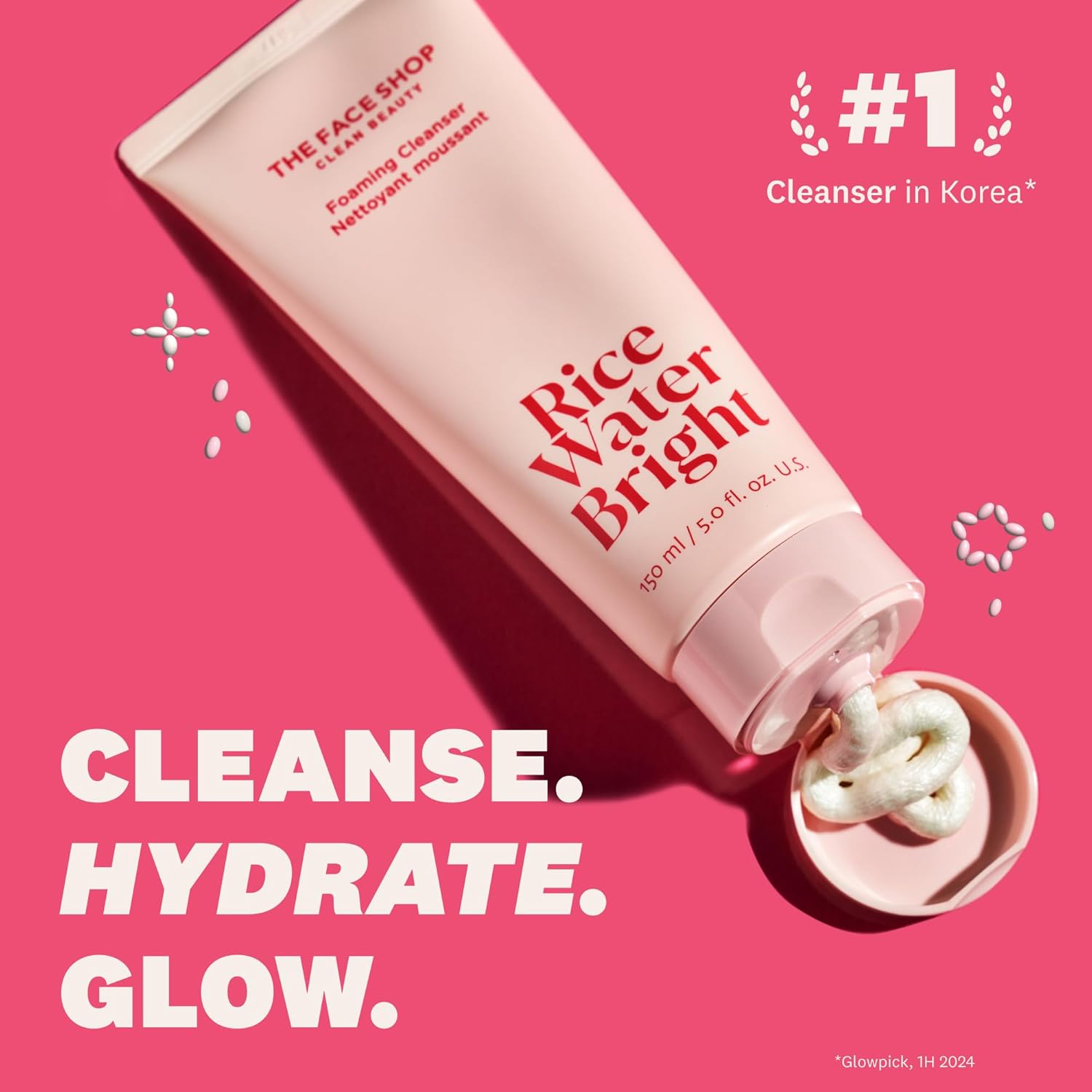 The Face Shop Rice Water Bright Foaming Cleanser, Hydrating Korean Face Wash with Ceramides, Deep Pore Cleansing, All Skin Types, Gentle Skincare, Vegan, 5.0 fl. oz. - Image 4