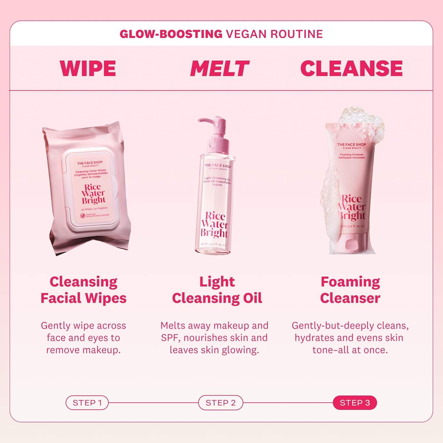 The Face Shop Rice Water Bright Foaming Cleanser, Hydrating Korean Face Wash with Ceramides, Deep Pore Cleansing, All Skin Types, Gentle Skincare, Vegan, 5.0 fl. oz. - Image 5