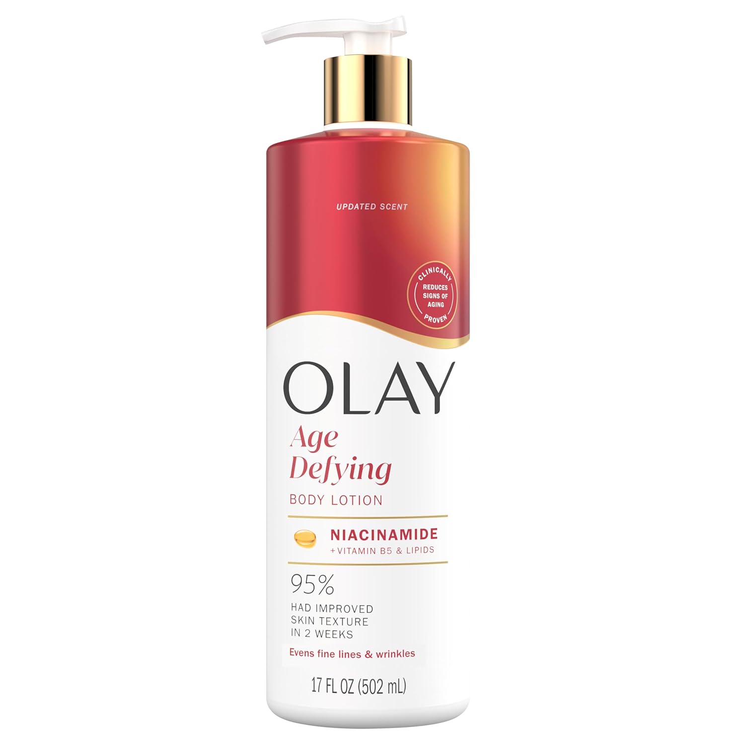 Olay Body Lotion for Women, Age Defying with Niacinamide Serum, Visibly Reduce Signs of Skin Aging, 24hr Moisture & Hydration, Fast Absorbing Formula, Vitamin B3 Complex, For All Skin Types, 17 fl oz - Image 2